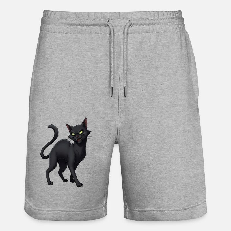 Chat noir - Short de jogging bio TRAINER Stanley/Stella unisexe - gris chiné