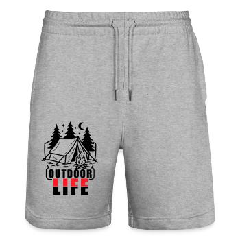 Zelt Outdoor - Stanley/Stella Unisex Bio Joggingshorts Trainer  - Grau meliert - Vorne - Nik (191cm) & Marisol (170cm)