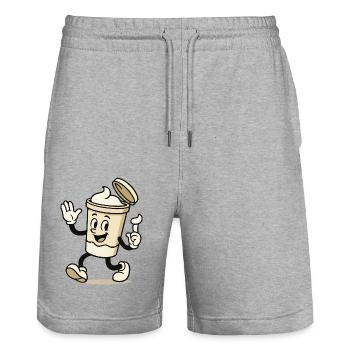 eiscreme becher comic - Stanley/Stella Unisex Bio Joggingshorts Trainer  - Grau meliert - Vorne - Nik (191cm) & Marisol (170cm)