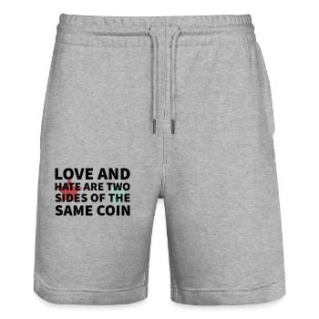 Love and Hate - Stanley/Stella Unisex Bio Joggingshorts Trainer  - Grau meliert - Vorne - Nik (191cm) & Marisol (170cm)