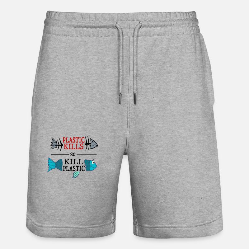 plastic kills - so kill plastic - Stanley/Stella Unisex Bio Joggingshorts Trainer  - Grau meliert