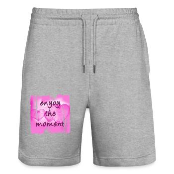 Enyoy Le Moment Coeurs Roses - Short de jogging bio TRAINER Stanley/Stella unisexe - gris chiné - Devant - Nik (191cm) & Marisol (170cm)