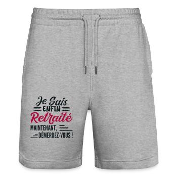 Ich gehe bald in Rente - Geschenk für zukünftige Rentner - Stanley/Stella Unisex Bio Joggingshorts Trainer  - Grau meliert - Vorne - Nik (191cm) & Marisol (170cm)
