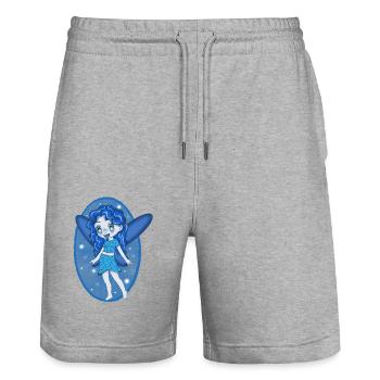 Little Blue Fairy - Stanley/Stella Trainer Unisex Organic Jogging Shorts - heather grey - Front - Nik (191cm) & Marisol (170cm)