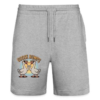 Goose Bumps - Stanley/Stella Trainer Unisex Organic Jogging Shorts - heather grey - Front - Nik (191cm) & Marisol (170cm)