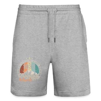 Birthday Gift Born In March 1932 Retro 1932 - Stanley/Stella Trainer Unisex Organic Jogging Shorts - heather grey - Front - Nik (191cm) & Marisol (170cm)