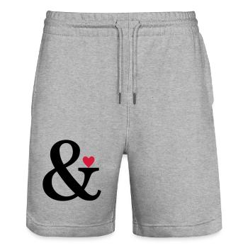 Esperluette coeur et amour signe cadeau d'amour - Short de jogging bio TRAINER Stanley/Stella unisexe - gris chiné - Devant - Nik (191cm) & Marisol (170cm)