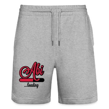 Abi loading | Abitur wird geladen - Short de jogging bio TRAINER Stanley/Stella unisexe - gris chiné - Devant - Nik (191cm) & Marisol (170cm)
