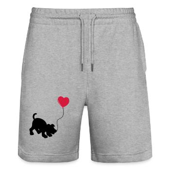 hund mit Luftballon - herz doglover - Kindermotiv - Stanley/Stella Unisex Bio Joggingshorts Trainer  - Grau meliert - Vorne - Nik (191cm) & Marisol (170cm)