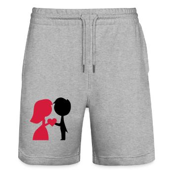marier - Short de jogging bio TRAINER Stanley/Stella unisexe - gris chiné - Devant - Nik (191cm) & Marisol (170cm)