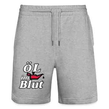 Auto Tuning Schrauber Kult Shirt, Öl im Blut (25) - Stanley/Stella Unisex Bio Joggingshorts Trainer  - Grau meliert - Vorne - Nik (191cm) & Marisol (170cm)
