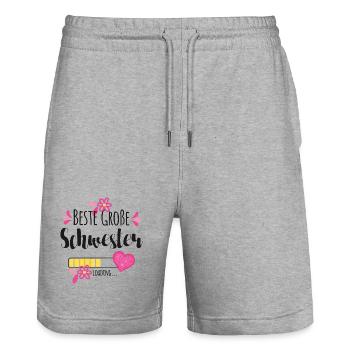 Beste Große Schwester Loading - Stanley/Stella Unisex Bio Joggingshorts Trainer  - Grau meliert - Vorne - Nik (191cm) & Marisol (170cm)