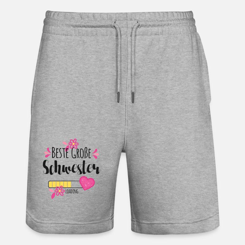 Beste Große Schwester Loading - Stanley/Stella Unisex Bio Joggingshorts Trainer  - Grau meliert
