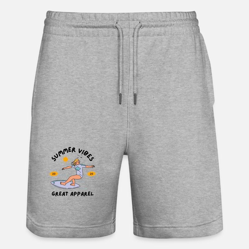 Surfeur d’été sur une planche de surf - Short de jogging bio TRAINER Stanley/Stella unisexe - gris chiné