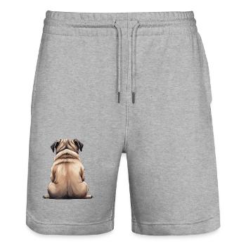 Mops - Stanley/Stella Unisex Bio Joggingshorts Trainer  - Grau meliert - Vorne - Nik (191cm) & Marisol (170cm)