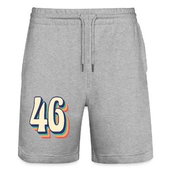 Vintage Retro T-Shirt Nummer 46 Sechsundvierzig - Stanley/Stella Unisex Bio Joggingshorts Trainer  - Grau meliert - Vorne - Nik (191cm) & Marisol (170cm)
