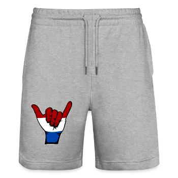 Holland Flag Surfing Symbol - Stanley/Stella Trainer Unisex Organic Jogging Shorts - heather grey - Front - Nik (191cm) & Marisol (170cm)