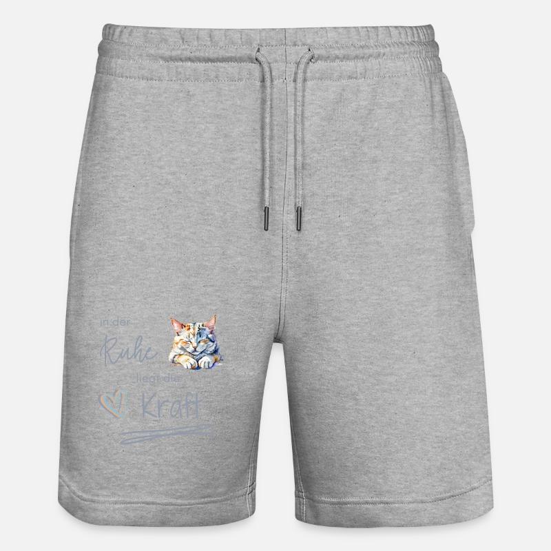Chat endormi - La force réside dans le silence - Short de jogging bio TRAINER Stanley/Stella unisexe - gris chiné
