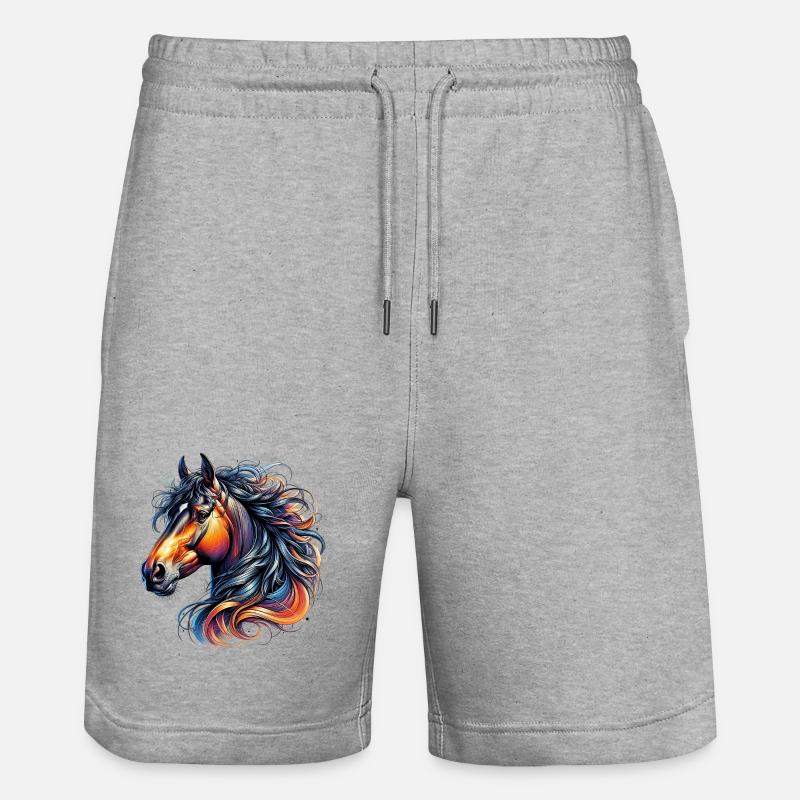Pferd - Stanley/Stella Unisex Bio Joggingshorts Trainer  - Grau meliert