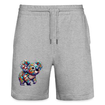 Koala - Stanley/Stella Trainer Unisex Organic Jogging Shorts - heather grey - Front - Nik (191cm) & Marisol (170cm)