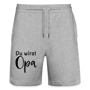 Du wirst Opa - Stanley/Stella Unisex Bio Joggingshorts Trainer  - Grau meliert - Vorne - Nik (191cm) & Marisol (170cm)