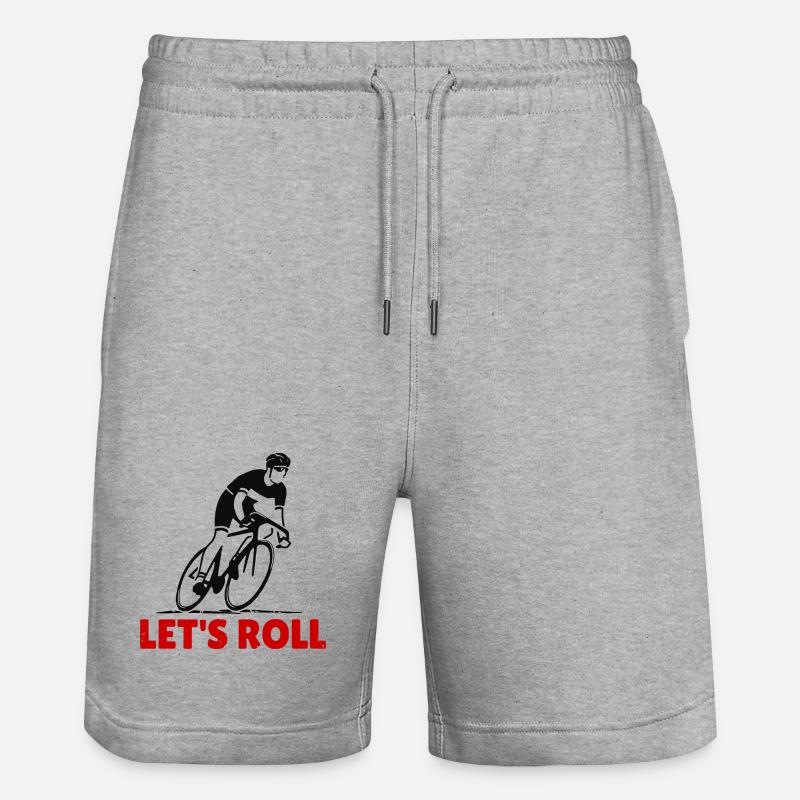 Dynamischer Radfahrer Silhouette - Stanley/Stella Unisex Bio Joggingshorts Trainer  - Grau meliert