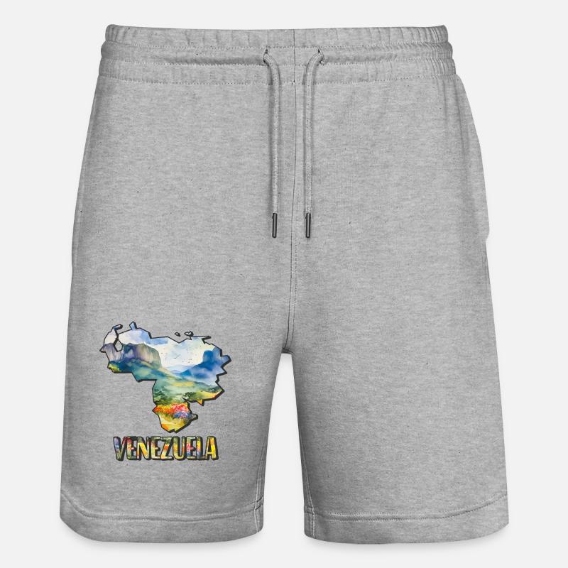 Carte à l’aquarelle Venezuela - Short de jogging bio TRAINER Stanley/Stella unisexe - gris chiné