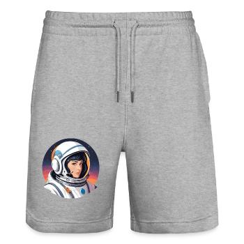Aventurière Spatiale en Combinaison - Short de jogging bio TRAINER Stanley/Stella unisexe - gris chiné - Devant - Nik (191cm) & Marisol (170cm)
