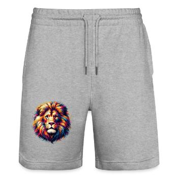 Lion - Stanley/Stella Trainer Unisex Organic Jogging Shorts - heather grey - Front - Nik (191cm) & Marisol (170cm)