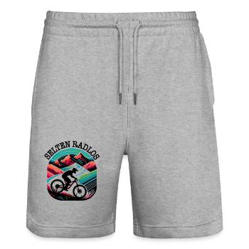 downhill radsport radfahren sport spruch - Stanley/Stella Unisex Bio Joggingshorts Trainer  - Grau meliert - Vorne - Nik (191cm) & Marisol (170cm)