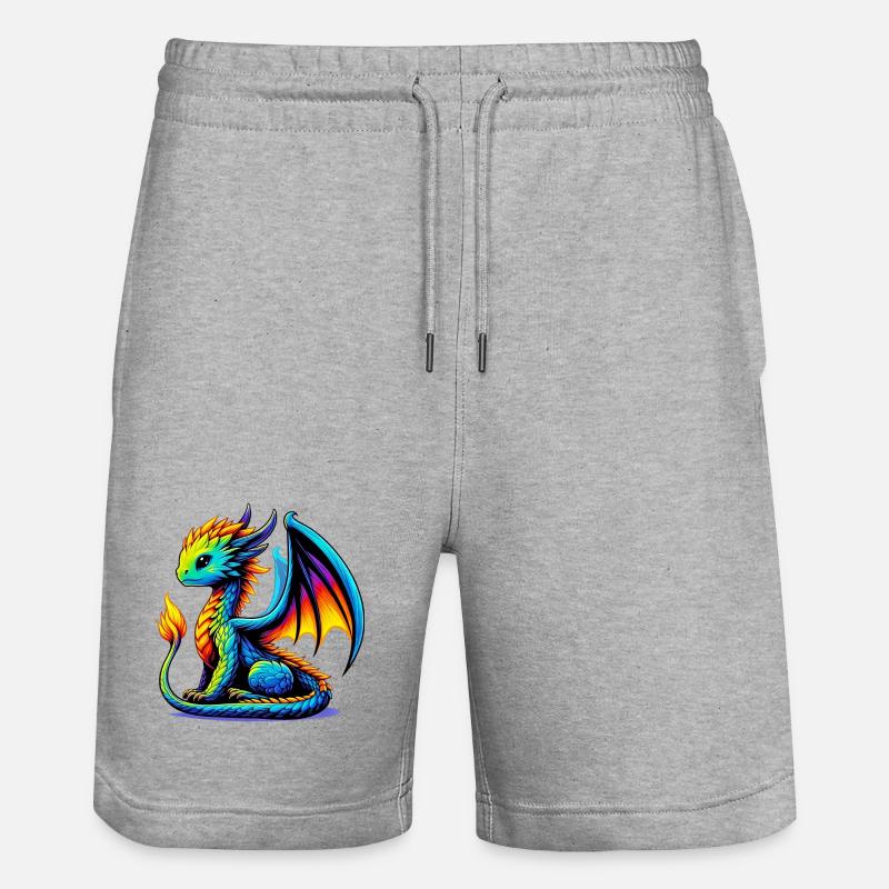 Drache - Stanley/Stella Unisex Bio Joggingshorts Trainer  - Grau meliert