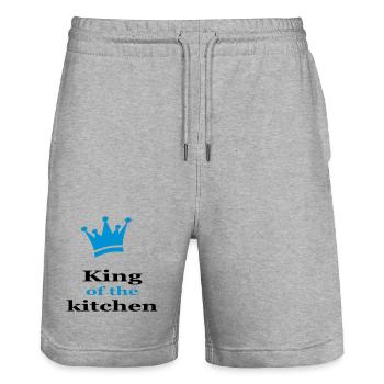 Tablier de cuisine pour homme - Short de jogging bio TRAINER Stanley/Stella unisexe - gris chiné - Devant - Nik (191cm) & Marisol (170cm)
