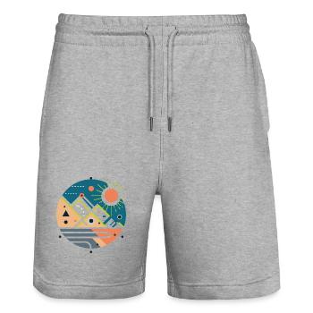 Gebirge - Stanley/Stella Unisex Bio Joggingshorts Trainer  - Grau meliert - Vorne - Nik (191cm) & Marisol (170cm)