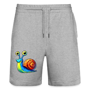 Snail - Stanley/Stella Trainer Unisex Organic Jogging Shorts - heather grey - Front - Nik (191cm) & Marisol (170cm)
