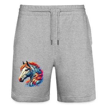 Pferd - Stanley/Stella Unisex Bio Joggingshorts Trainer  - Grau meliert - Vorne - Nik (191cm) & Marisol (170cm)