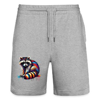 Raccoon - Stanley/Stella Trainer Unisex Organic Jogging Shorts - heather grey - Front - Nik (191cm) & Marisol (170cm)