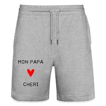 DAD. FATHER'S DAY. HAPPY FATHER'S DAY. HAPPY BIRTHDAY. - Stanley/Stella Trainer Unisex Organic Jogging Shorts - heather grey - Front - Nik (191cm) & Marisol (170cm)