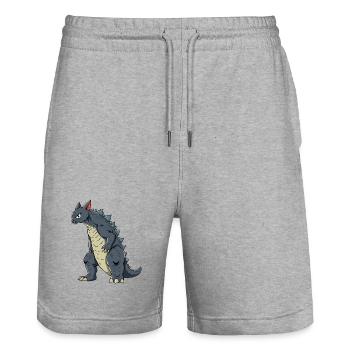 Katze als Echse - Stanley/Stella Unisex Bio Joggingshorts Trainer  - Grau meliert - Vorne - Nik (191cm) & Marisol (170cm)