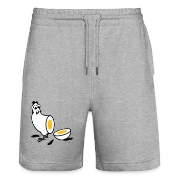 Huhn oder Ei - Stanley/Stella Unisex Bio Joggingshorts Trainer  - Grau meliert - Vorne - Nik (191cm) & Marisol (170cm)