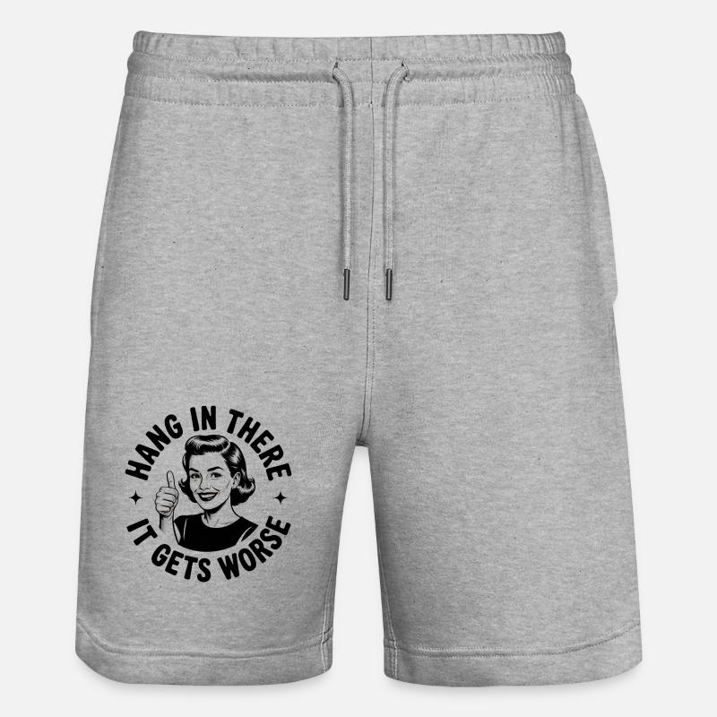 Bleib dran, es wird schlimmer - Stanley/Stella Unisex Bio Joggingshorts Trainer  - Grau meliert