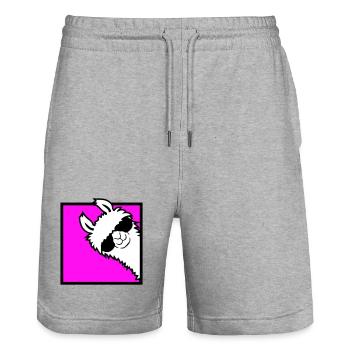 Lama Cool Guckt um Ecke Seite Sonnenbrille Alpaka - Stanley/Stella Unisex Bio Joggingshorts Trainer  - Grau meliert - Vorne - Nik (191cm) & Marisol (170cm)
