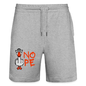 Goose Nope Middle Finger Nerd Geek Horn-Rimmed Glasses Smart - Stanley/Stella Trainer Unisex Organic Jogging Shorts - heather grey - Front - Nik (191cm) & Marisol (170cm)