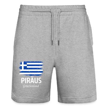 Pirée - Short de jogging bio TRAINER Stanley/Stella unisexe - gris chiné - Devant - Nik (191cm) & Marisol (170cm)
