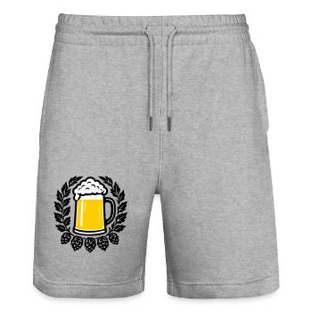Bier - Stanley/Stella Trainer Unisex Organic Jogging Shorts - heather grey - Front - Nik (191cm) & Marisol (170cm)