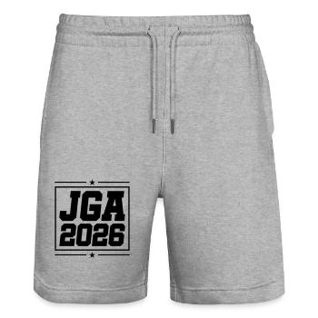 Jga 2026 Bachelor Party - Stanley/Stella Trainer Unisex Organic Jogging Shorts - heather grey - Front - Nik (191cm) & Marisol (170cm)