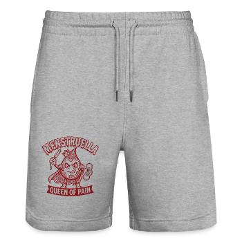 Menstruella Queen of Pain – Lustiges Perioden Desi - Stanley/Stella Unisex Bio Joggingshorts Trainer  - Grau meliert - Vorne - Nik (191cm) & Marisol (170cm)
