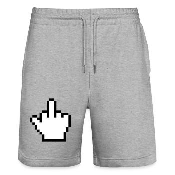 Mouse Hand Middle Finger Mouse Pointer - Stanley/Stella Trainer Unisex Organic Jogging Shorts - heather grey - Front - Nik (191cm) & Marisol (170cm)