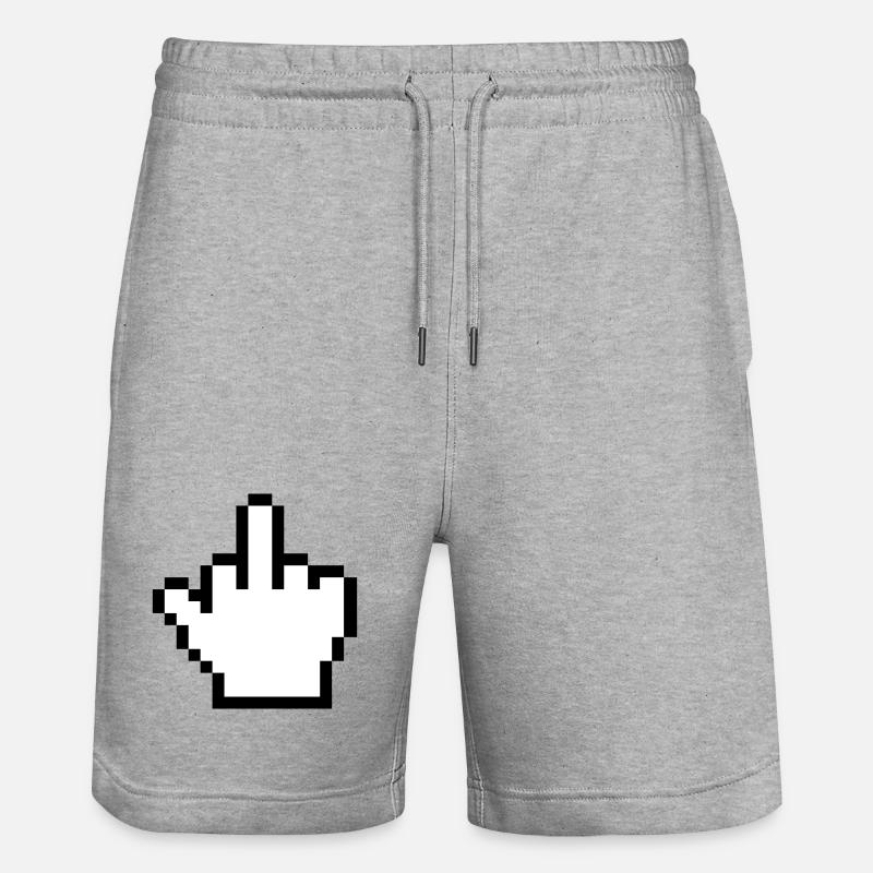 Mouse Hand Middle Finger Mouse Pointer - Stanley/Stella Trainer Unisex Organic Jogging Shorts - heather grey