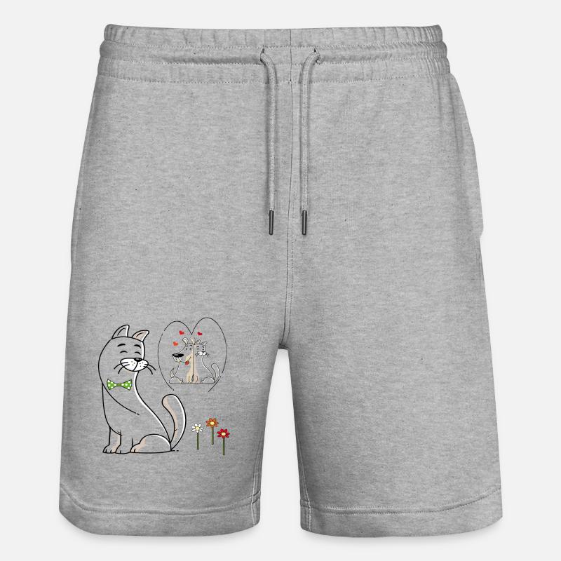 verliebte Katze - Stanley/Stella Unisex Bio Joggingshorts Trainer  - Grau meliert