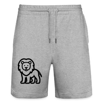 lion - Stanley/Stella Trainer Unisex Organic Jogging Shorts - heather grey - Front - Nik (191cm) & Marisol (170cm)